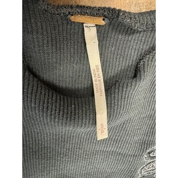 "FREE PEOPLE" Blk Lace Shoulder SZ S Floral Whimsigoth, Dark Romance, Vampire - Picture 10 of 12